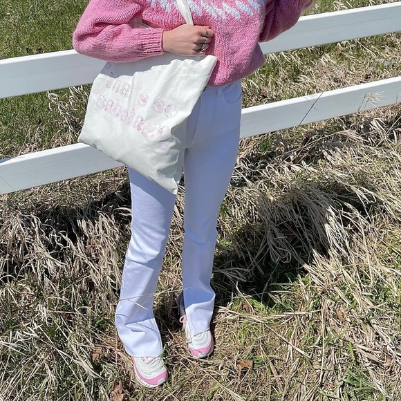 Zara Slim Flared Slitted High Rise Jeans White - Picture 2 of 7